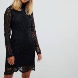 NEW ASOS Girl in Mind women’s black holiday party lace mini dress size XS 0 2